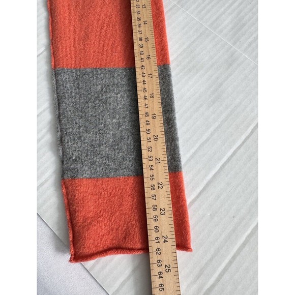 Pure Amici Cashmere Cardigan Orange Gray Striped Open Front Pockets - Picture 12 of 12